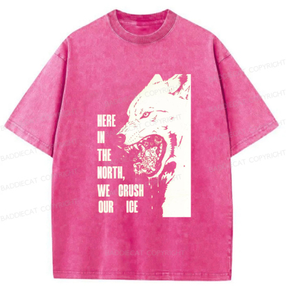Baddiecat HERE IN THE NORTH WE CRUSH OUR ICE Washed T-shirt