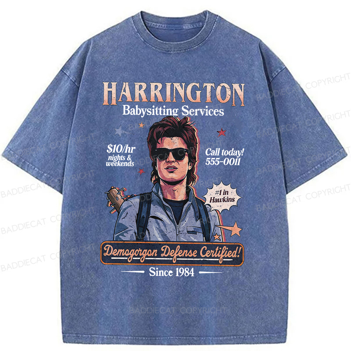 Baddiecat Babysitter Harrington Washed T-shirt