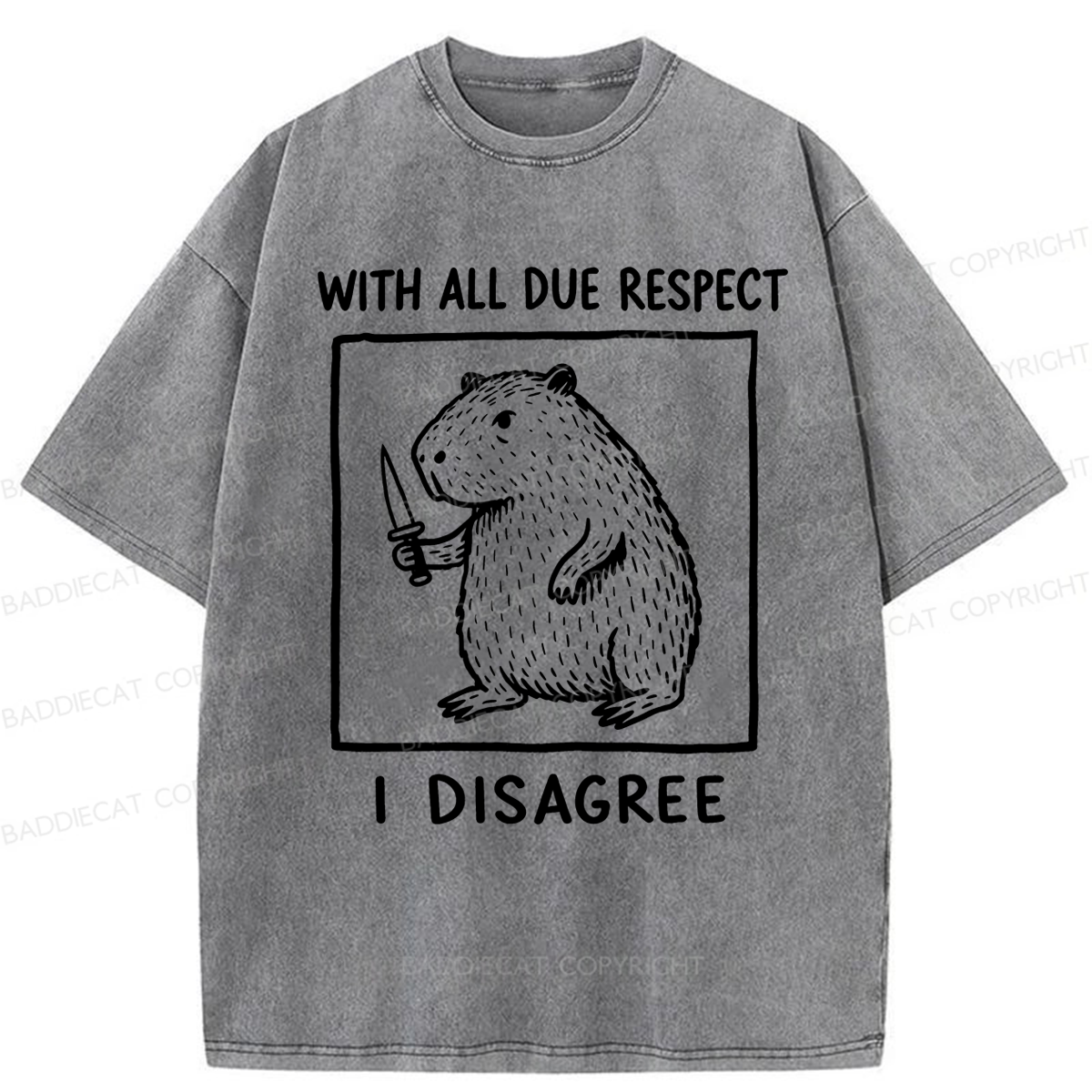 Baddiecat With All Due Respect I Disagree Washed T-shirt