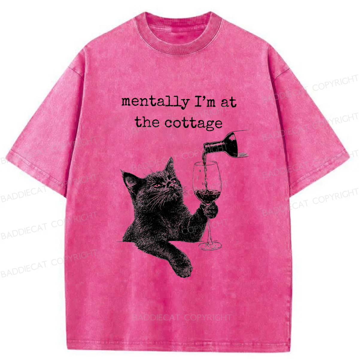 Baddiecat Depressed Black Cat Washed T-shirt