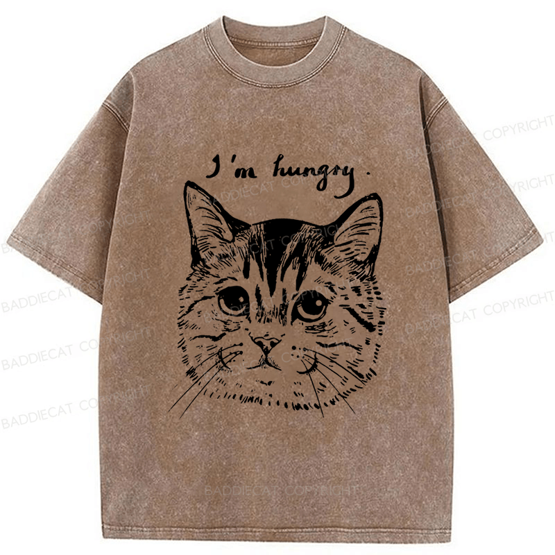 Baddiecat The Cat Hungry Washed T-shirt
