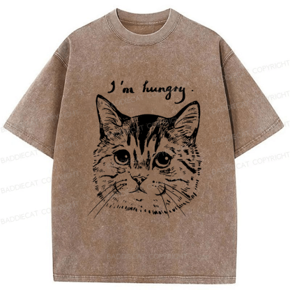 Baddiecat The Cat Hungry Washed T-shirt