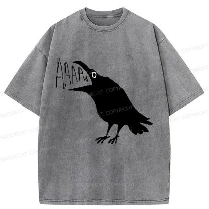 Baddiecat Screaming Crow Washed T-shirt