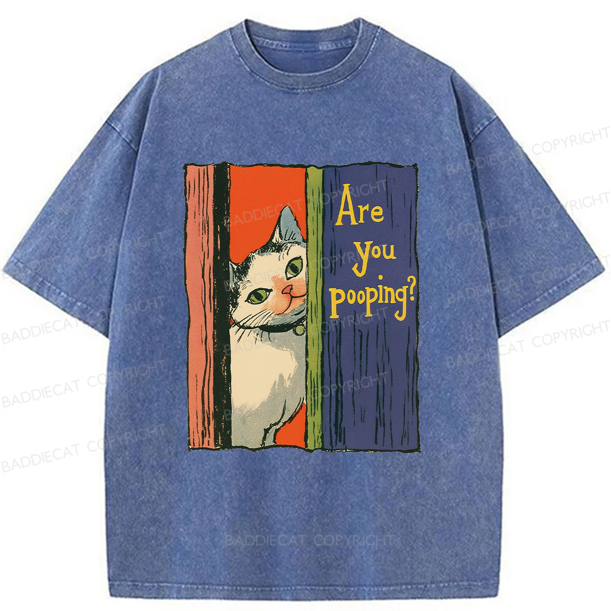 Baddiecat Peeping Cat Washed T-shirt