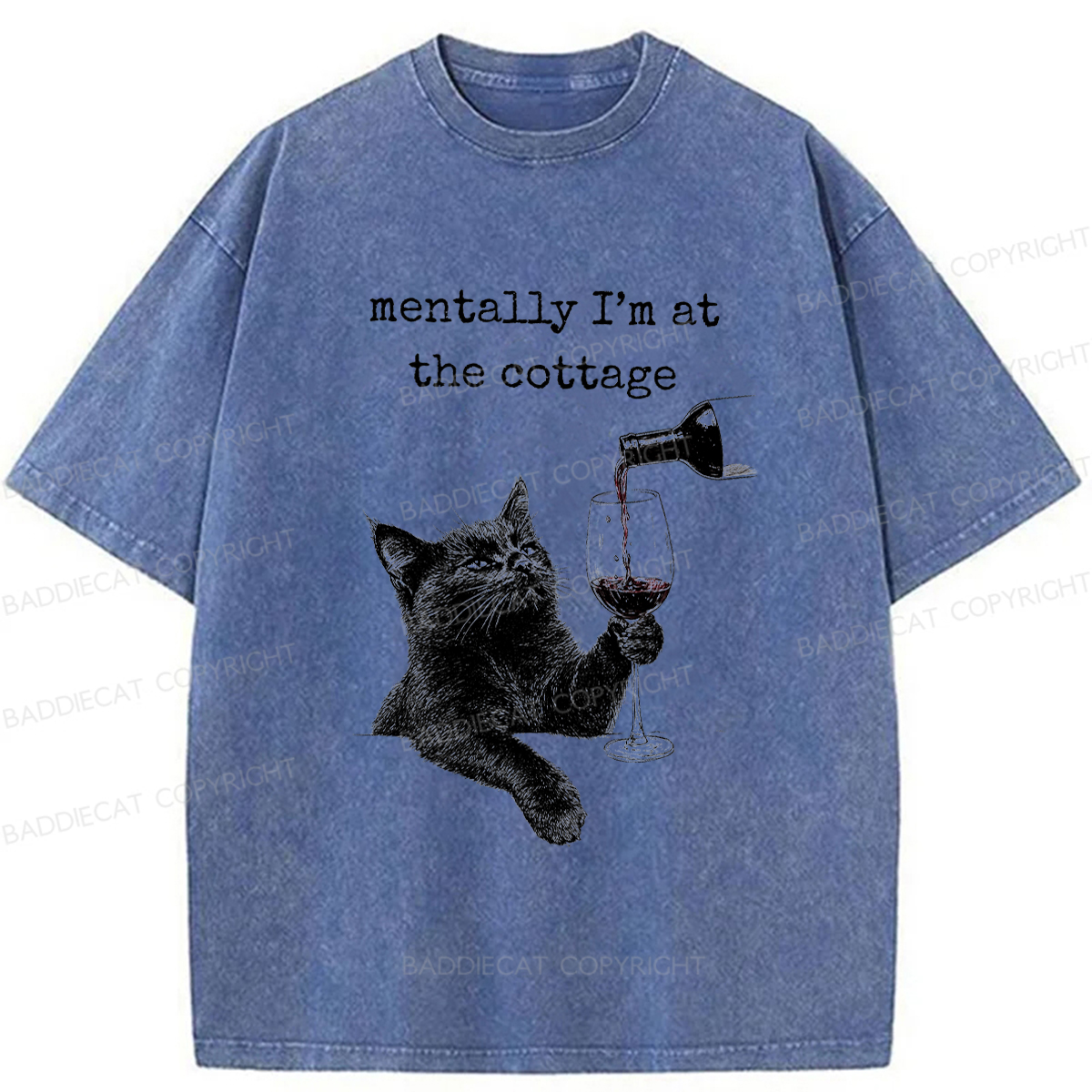 Baddiecat Depressed Black Cat Washed T-shirt