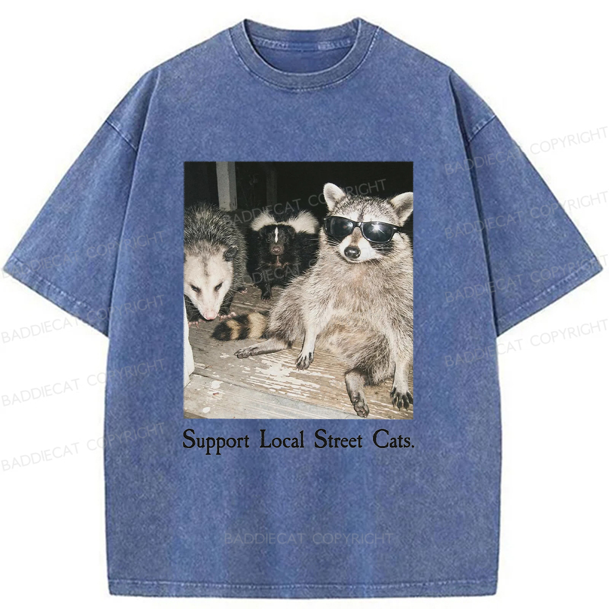Baddiecat Support Local Street Cats Washed T-shirt