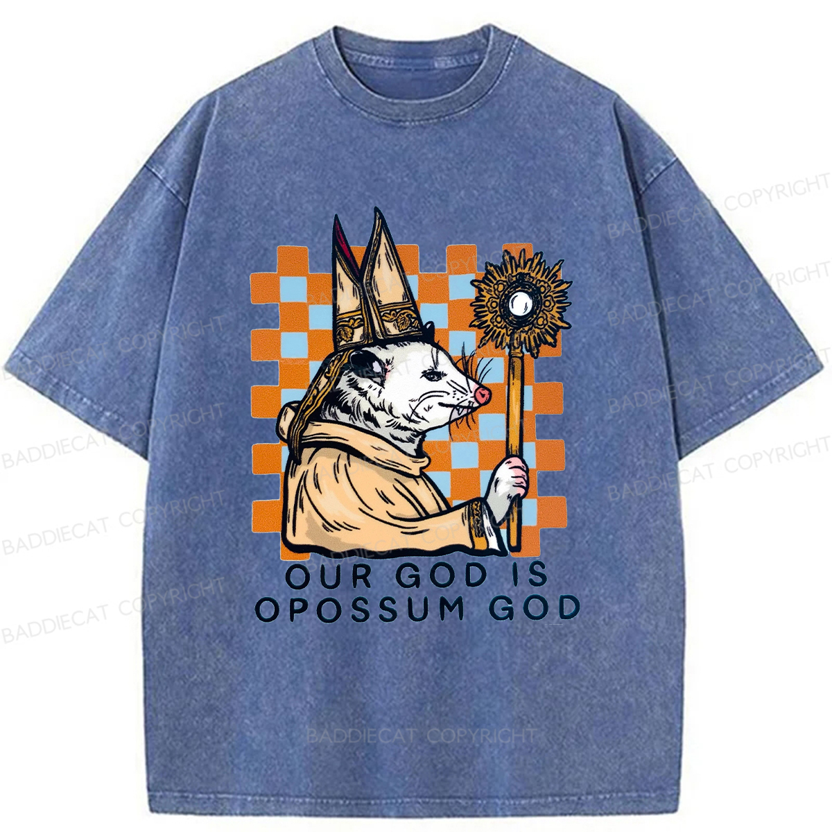 Baddiecat God Of The Possum Washed T-shirt