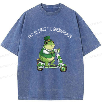 Baddiecat Off To Start The Shenanigans Washed T-shirt