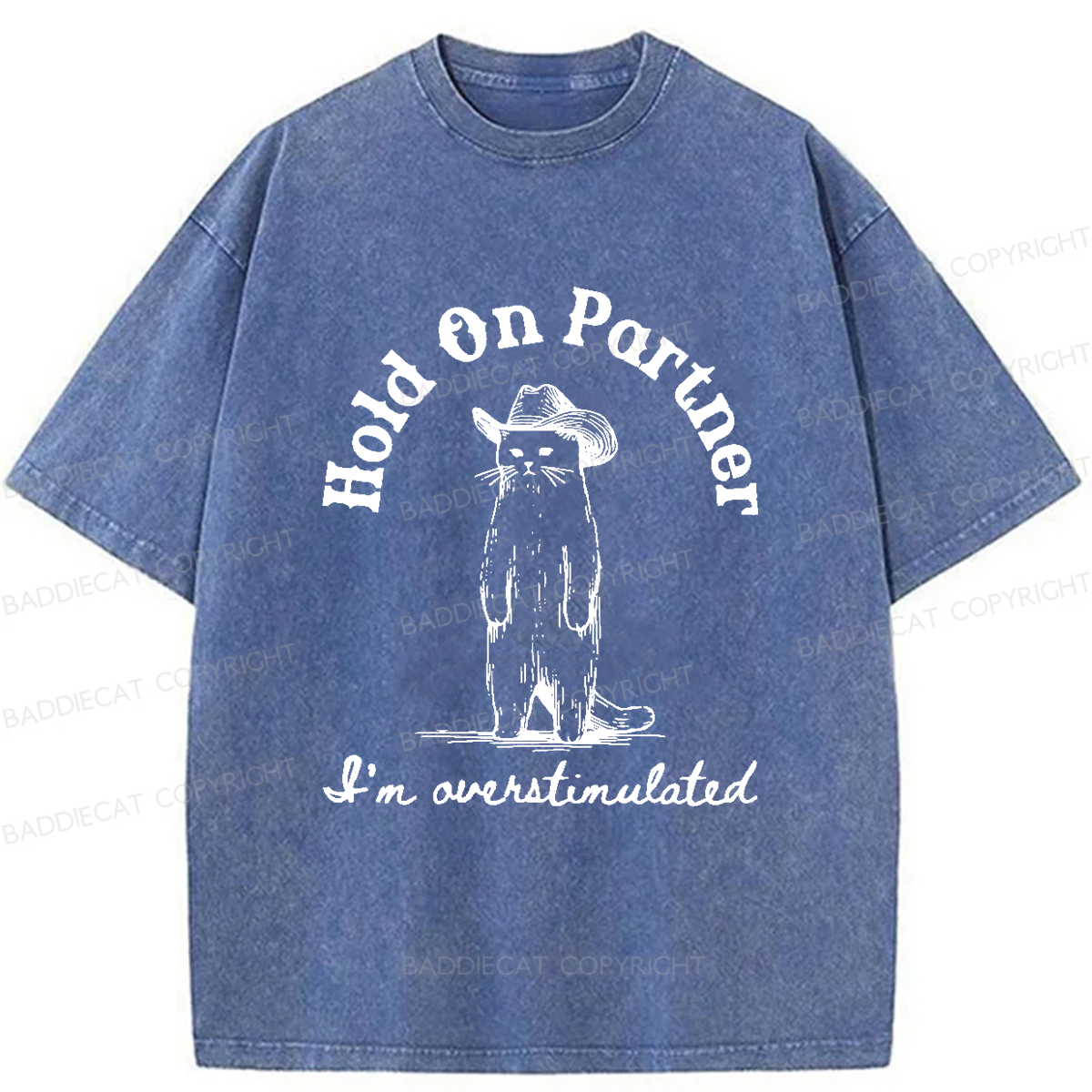 Baddiecat Surprised Cowboy Cat Washed T-shirt