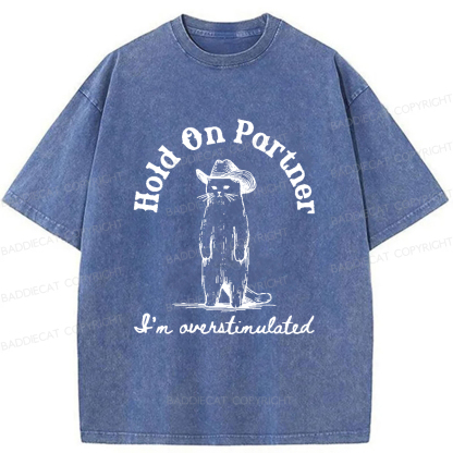 Baddiecat Surprised Cowboy Cat Washed T-shirt