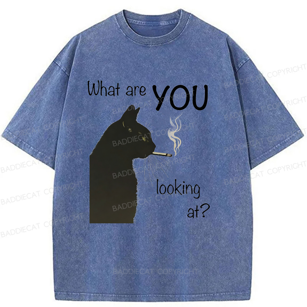 Baddiecat Smoking Cat Washed T-shirt