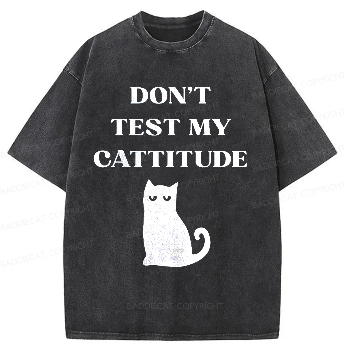 Baddiecat DON'T TEST MY CATTITUDE Washed T-shirt