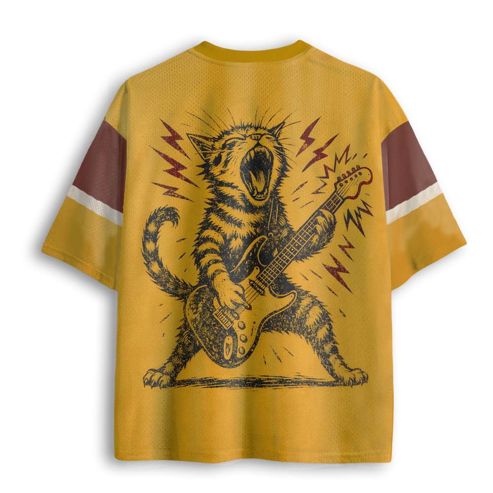 Baddiecat Rock And Roll Cat Mesh Jersey