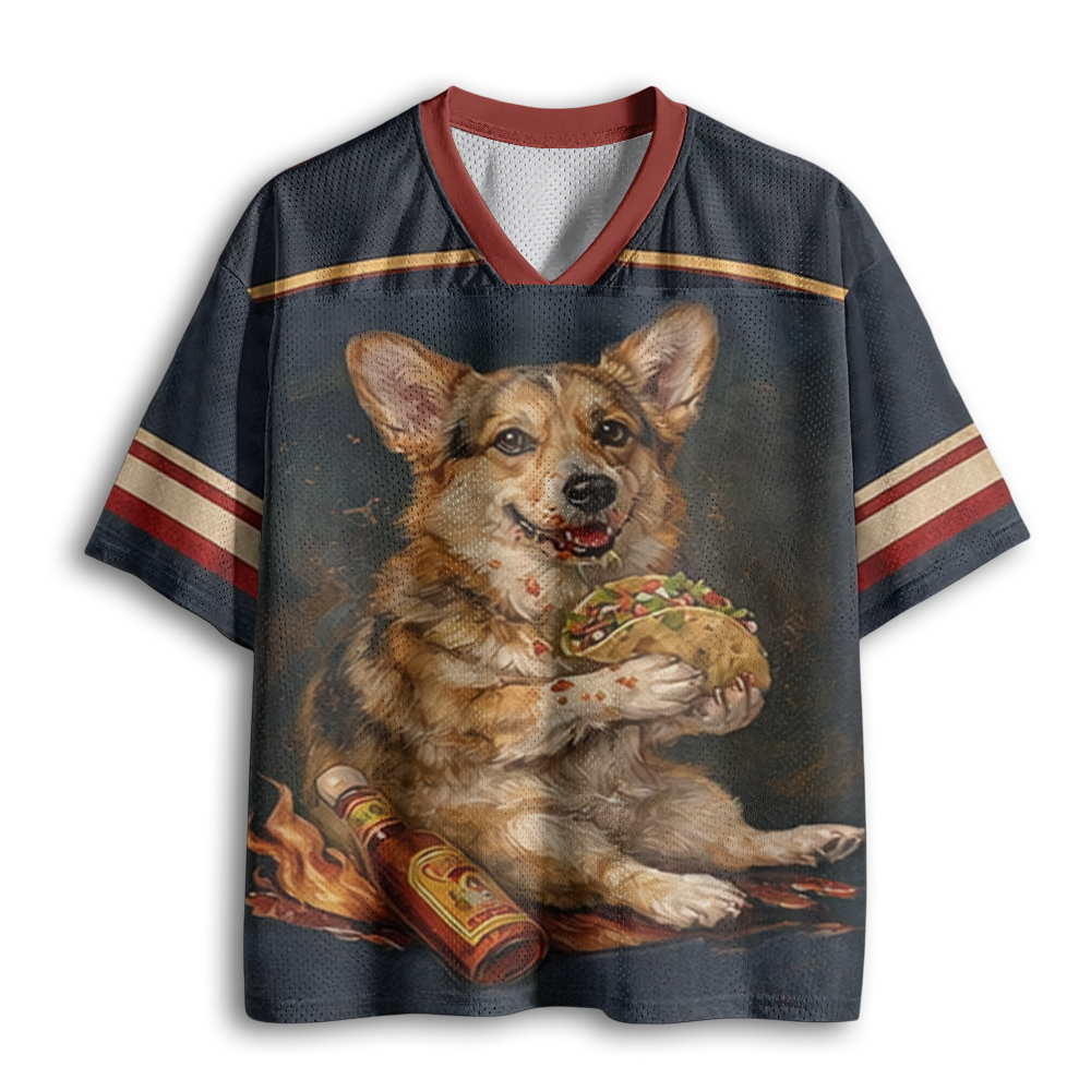 Baddiecat Corgi Dog Chill With Tacot Mesh Jersey