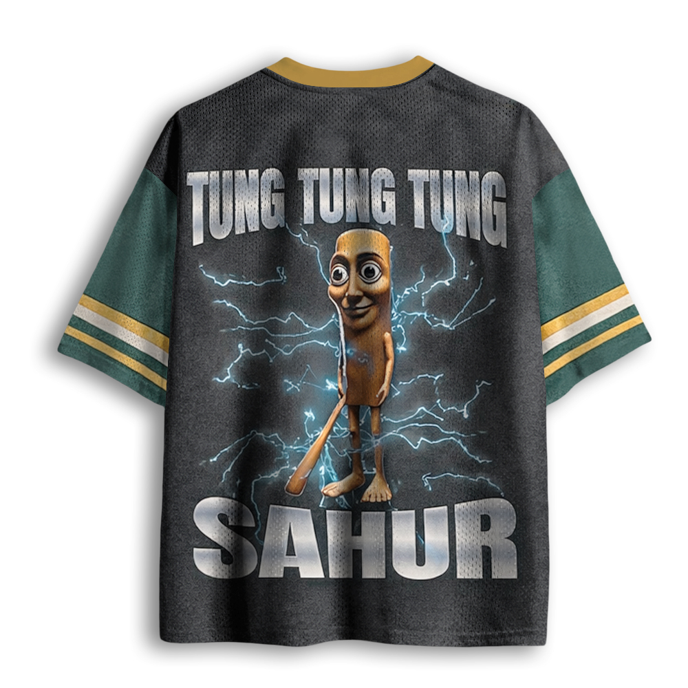 Baddiecat Tung Tung Tung Sahur Funny Meme Mesh Jersey