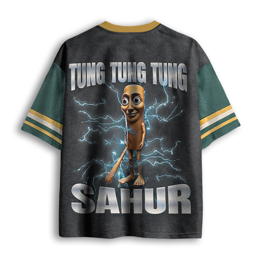Baddiecat Tung Tung Tung Sahur Funny Meme Mesh Jersey