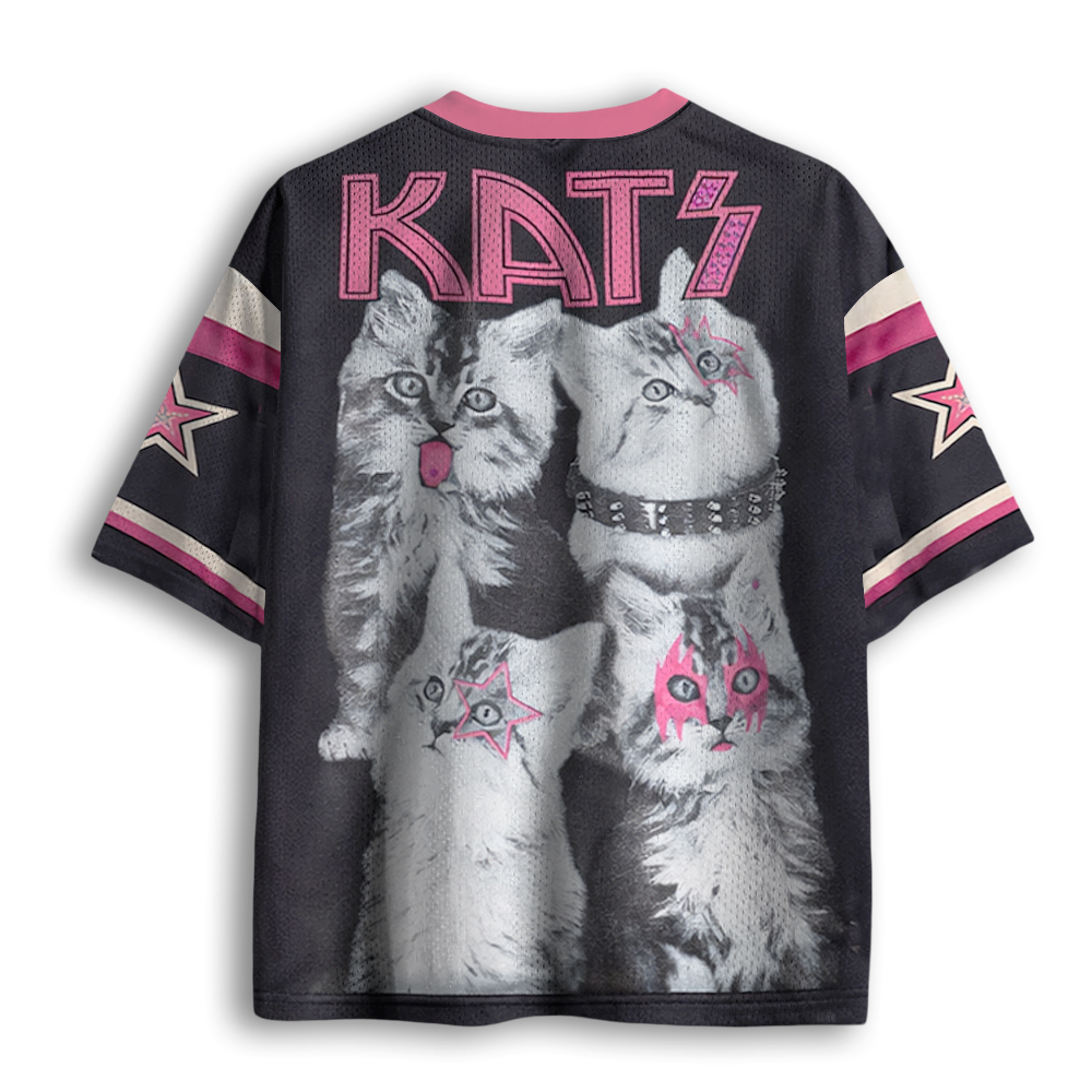 Baddiecat Metallic Cats Mesh Jersey