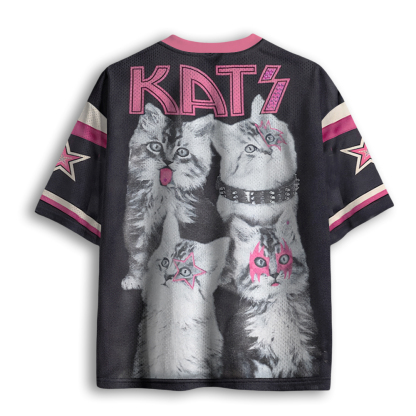 Baddiecat Metallic Cats Mesh Jersey
