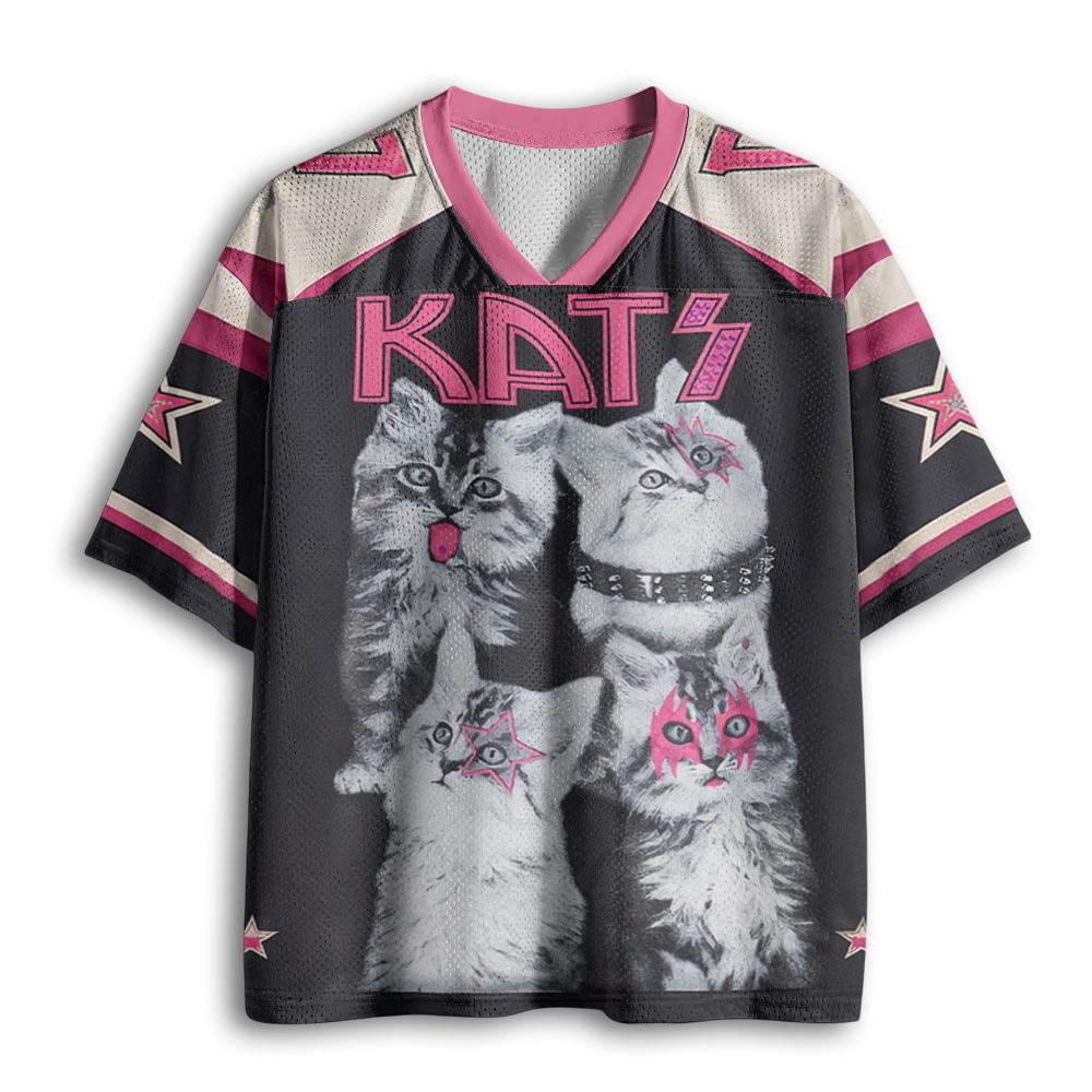 Baddiecat Metallic Cats Mesh Jersey