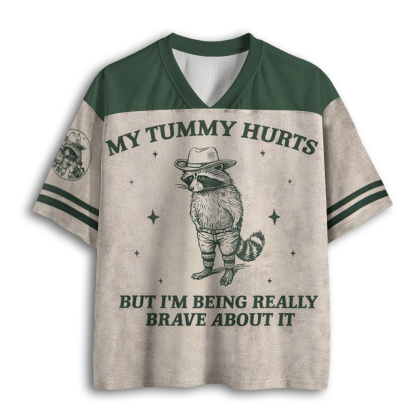 Baddiecat My Tummy Hurts But Brave Mesh Jersey