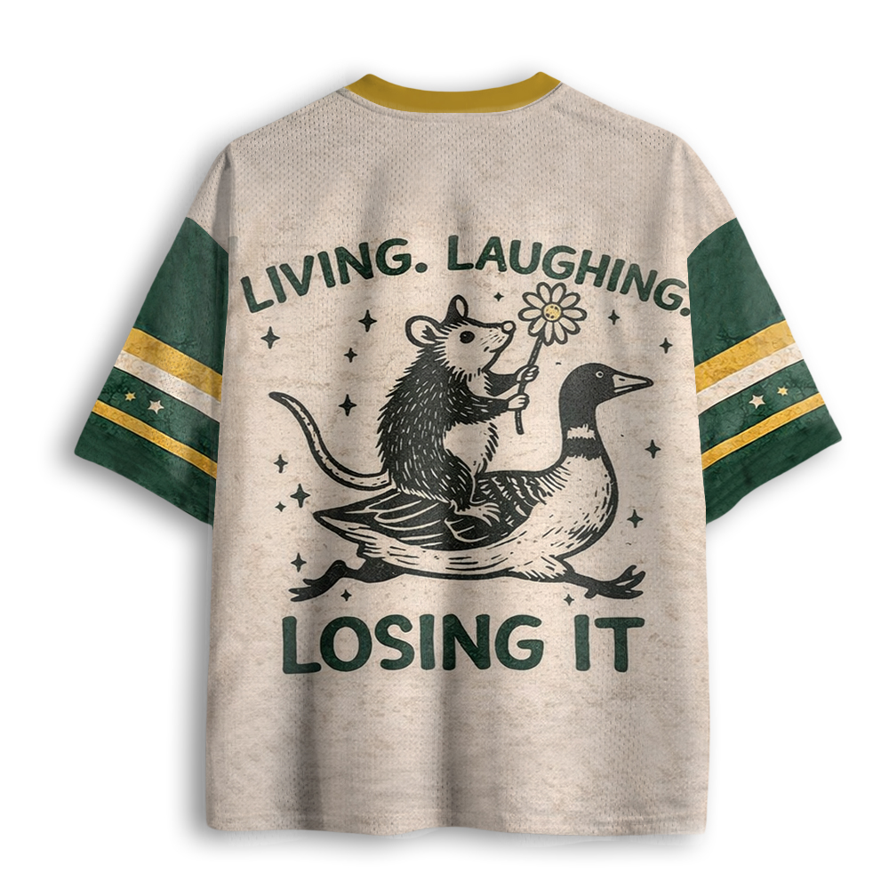 Baddiecat Funny Living Laughing Losing It Mesh Jersey
