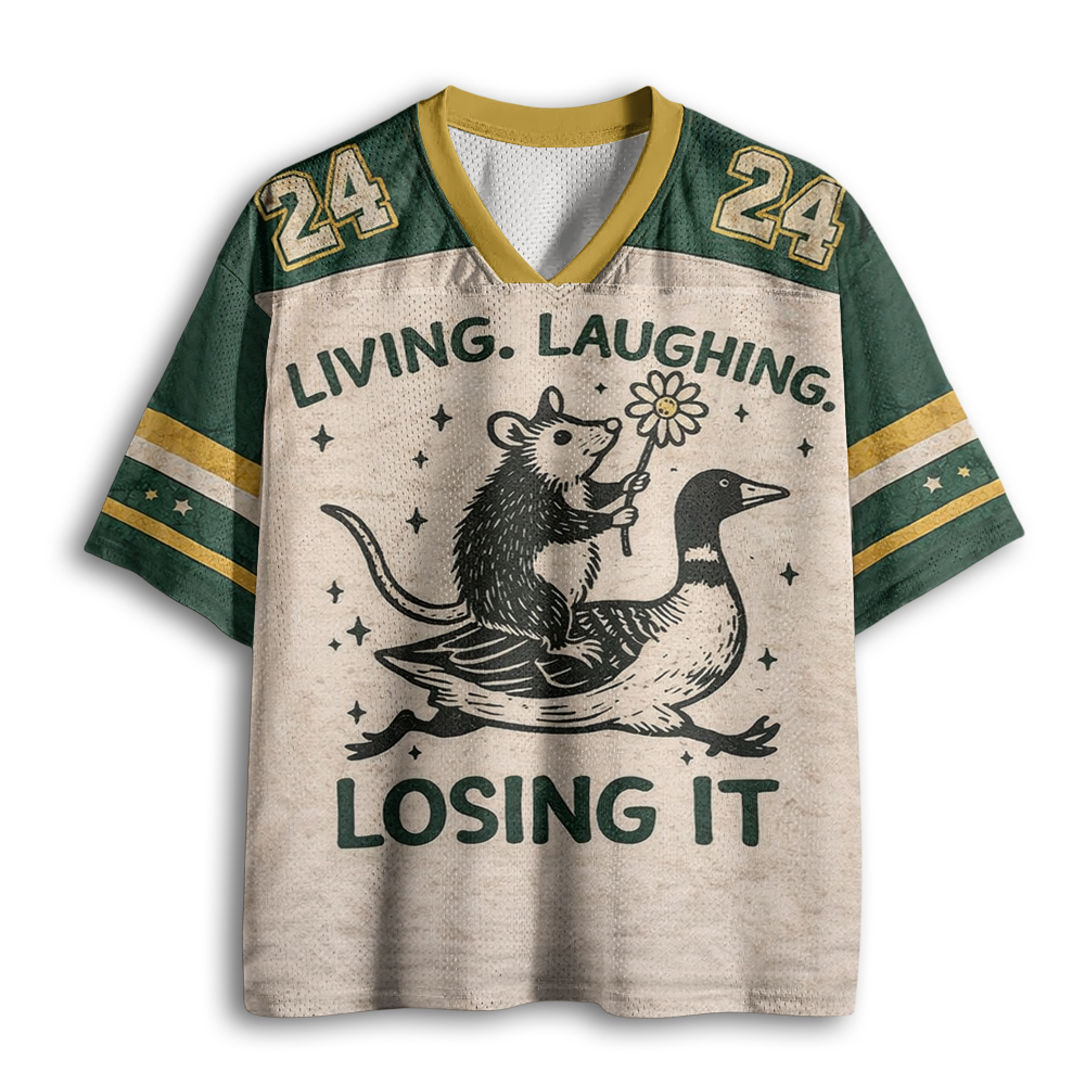 Baddiecat Funny Living Laughing Losing It Mesh Jersey