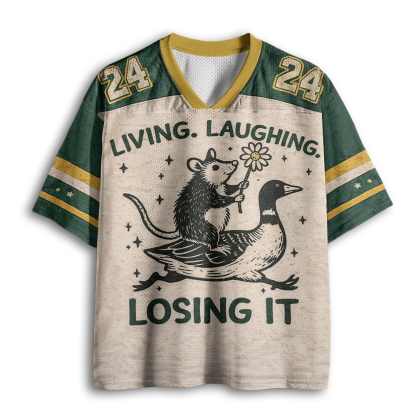 Baddiecat Funny Living Laughing Losing It Mesh Jersey