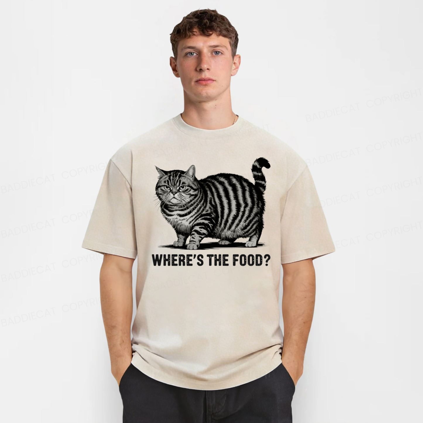 Baddiecat Funny Fat Cat Washed T-shirt