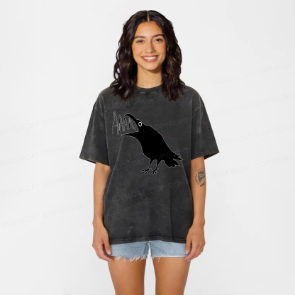 Baddiecat Screaming Crow Washed T-shirt