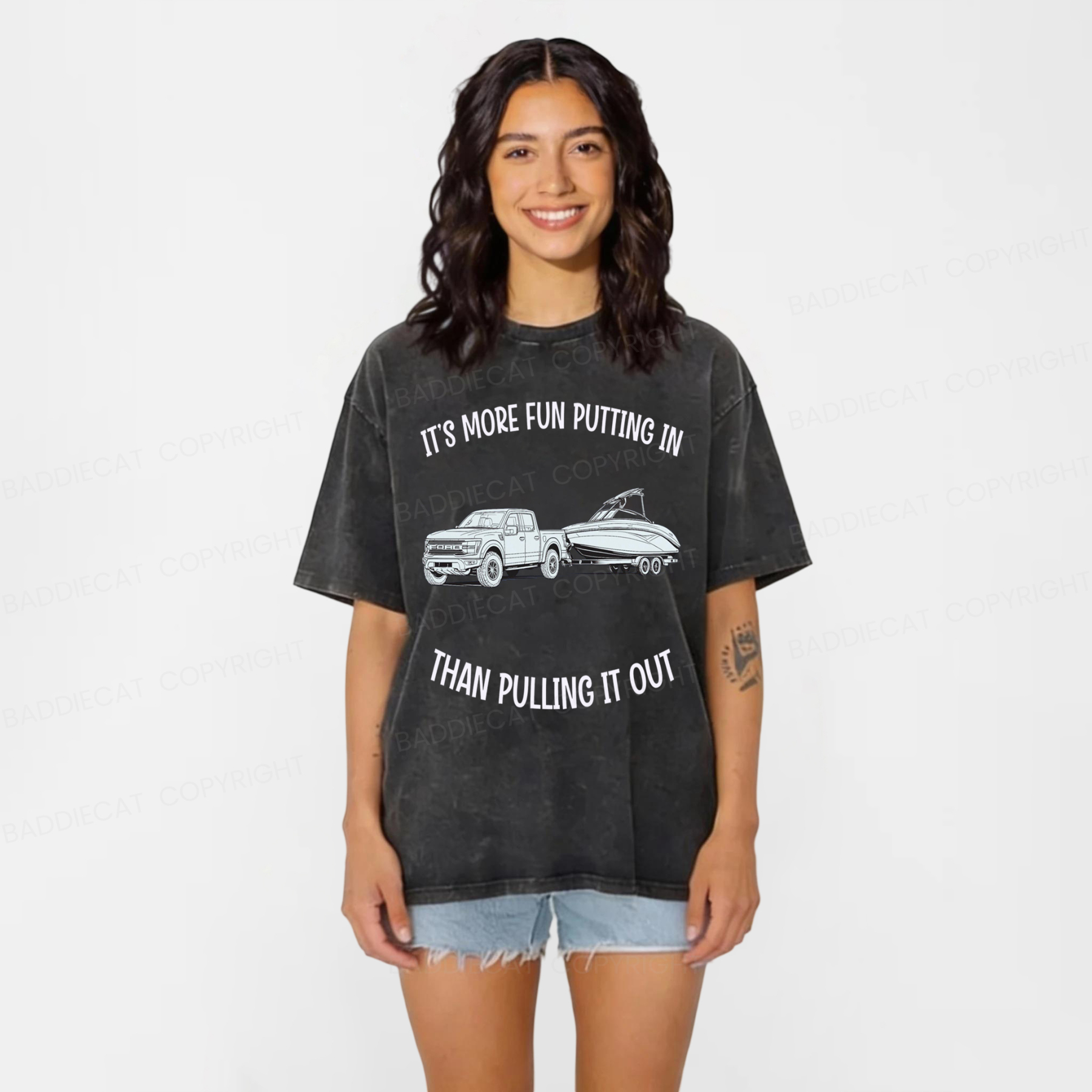 Baddiecat Sorry For What I Said While Backing the Boat Washed T-shirt