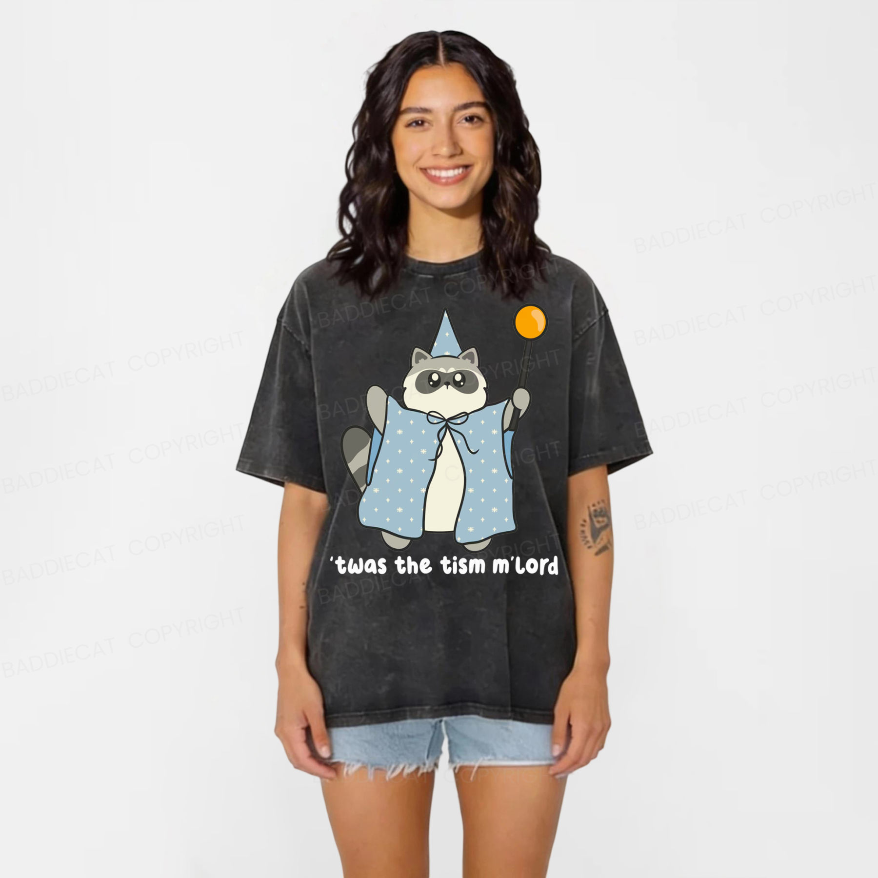 Baddiecat Twas The Tism M'lord Washed T-shirt