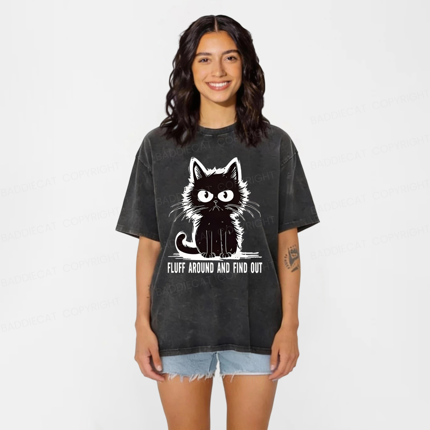 Baddiecat Fluff Around And Find Out Washed T-shirt