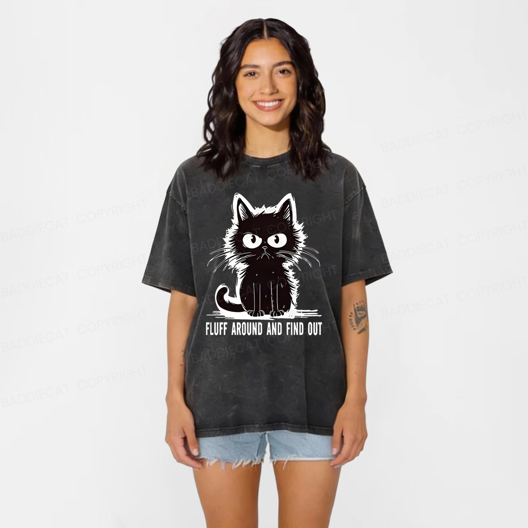 Baddiecat Fluff Around And Find Out Washed T-shirt