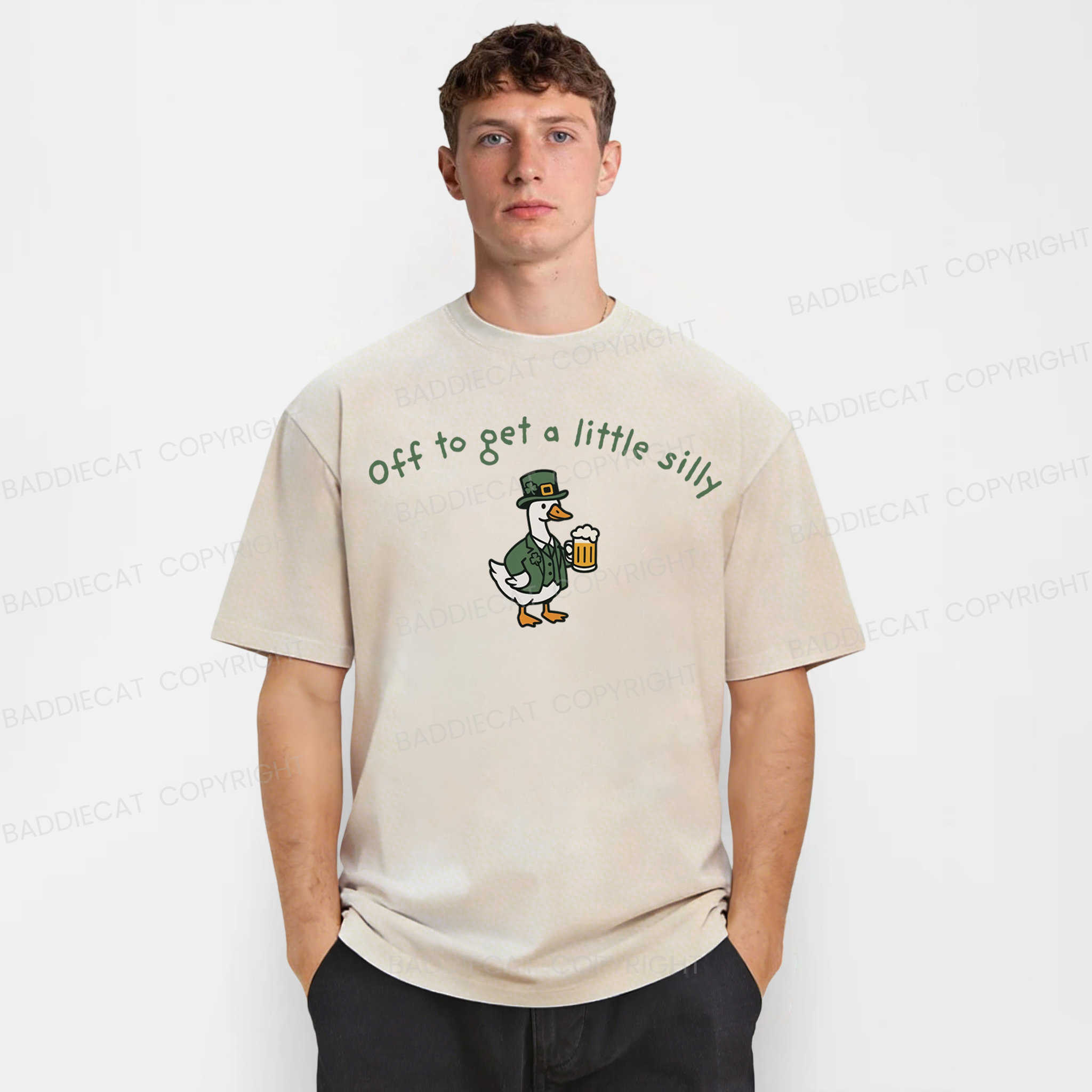 Baddiecat St Patricks Day Goose Washed T-shirt