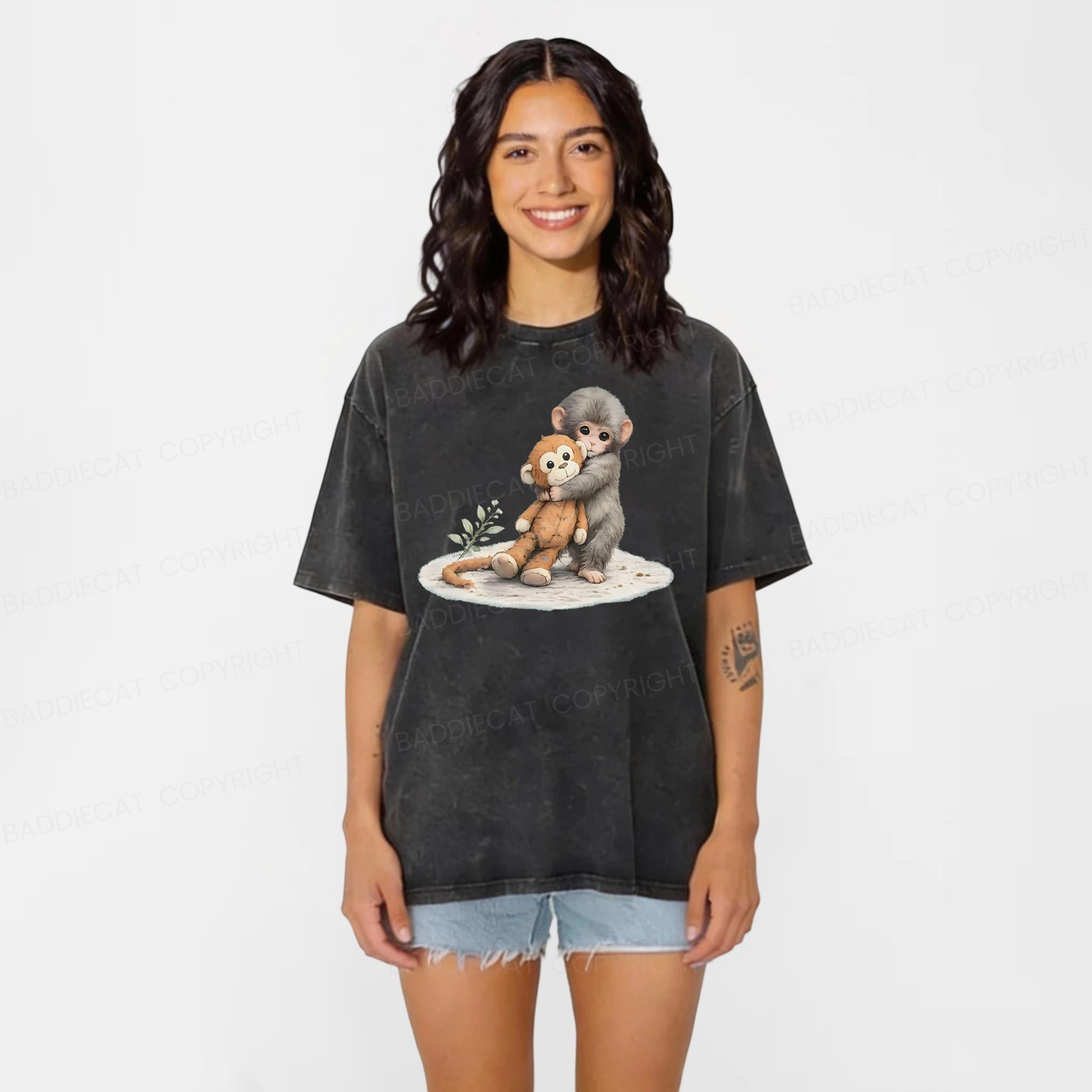 Baddiecat Baby Monkey Punch Washed T-shirt