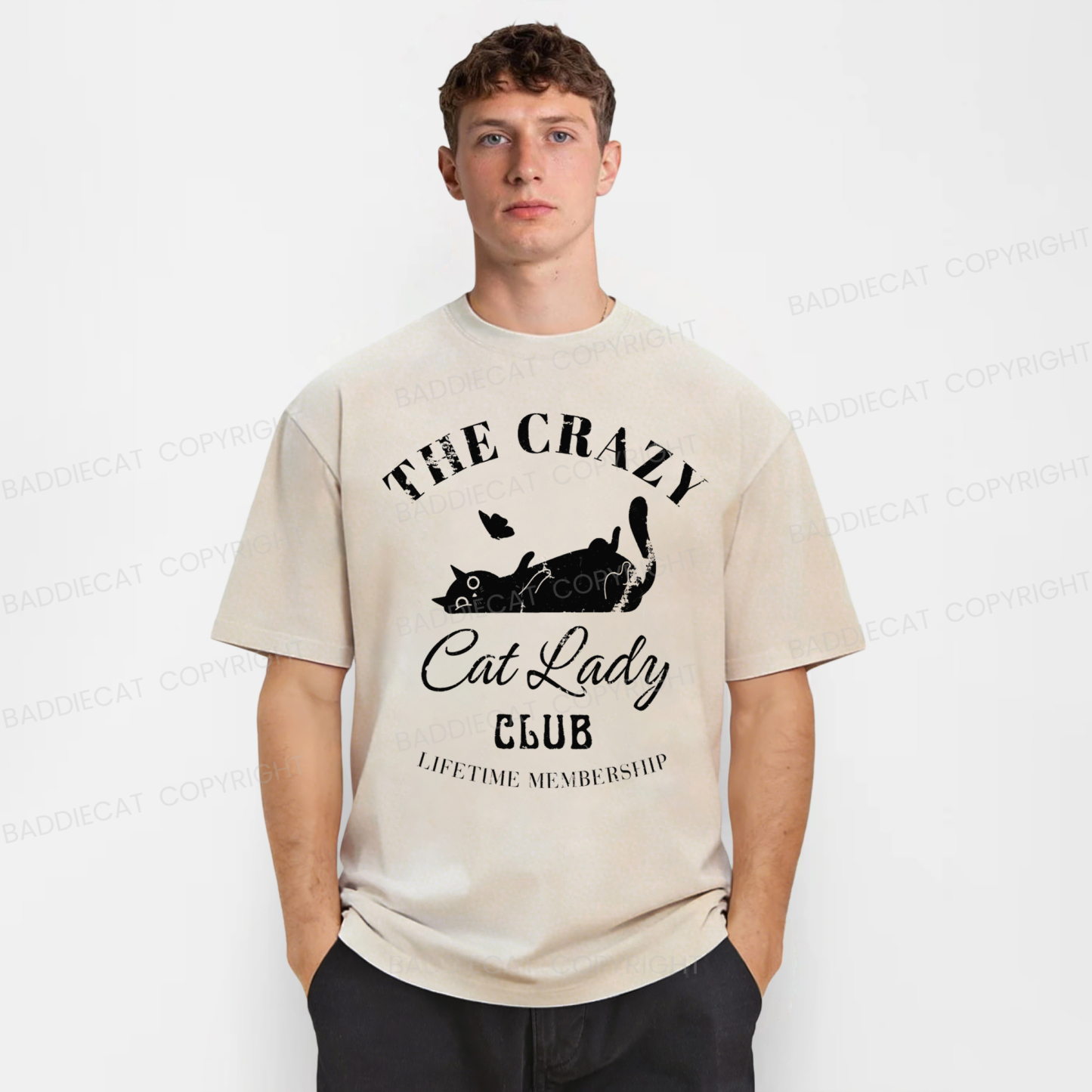 Baddiecat The Crazy Cat Lady Club Washed T-shirt