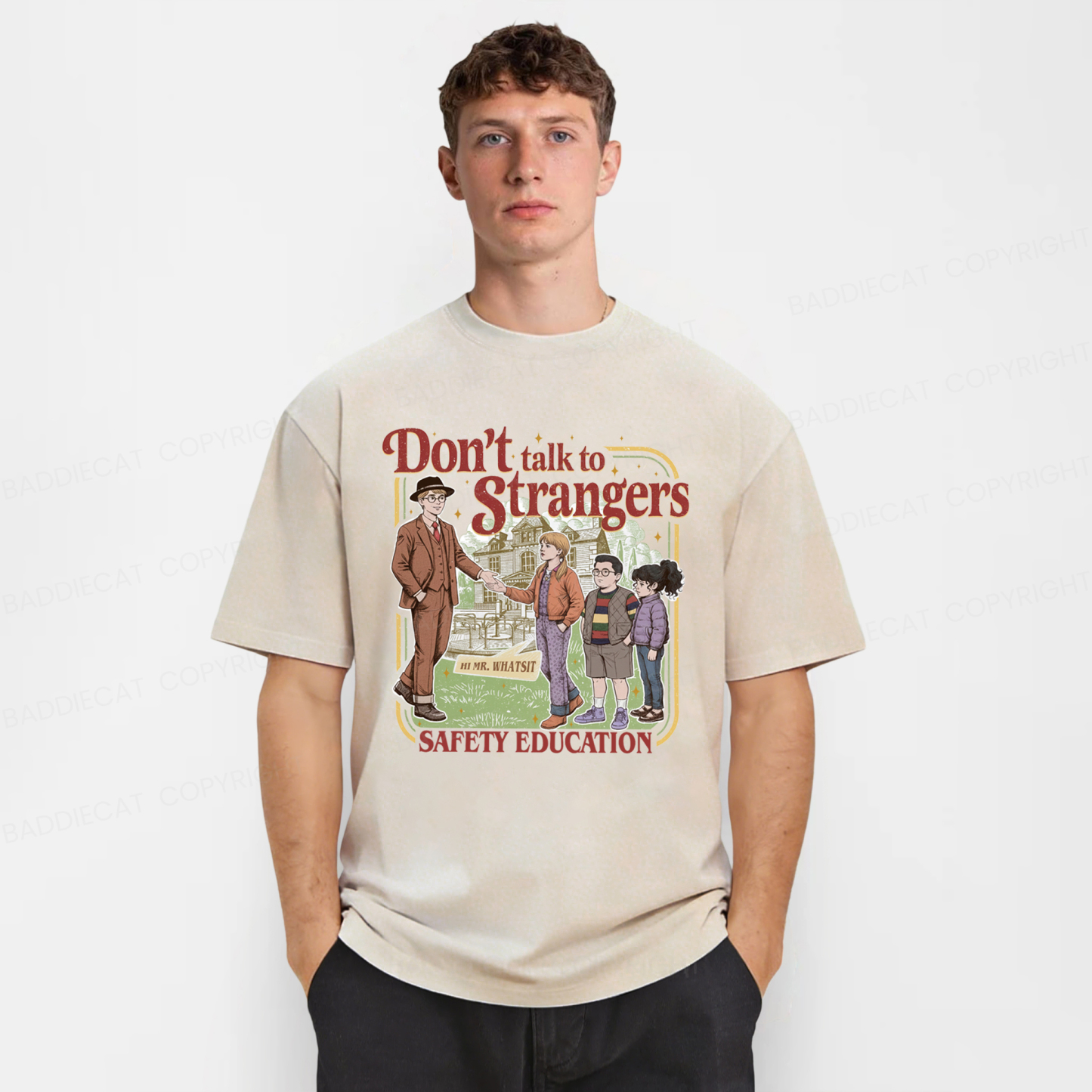 Baddiecat Don't Talk To Strangers Washed T-shirt