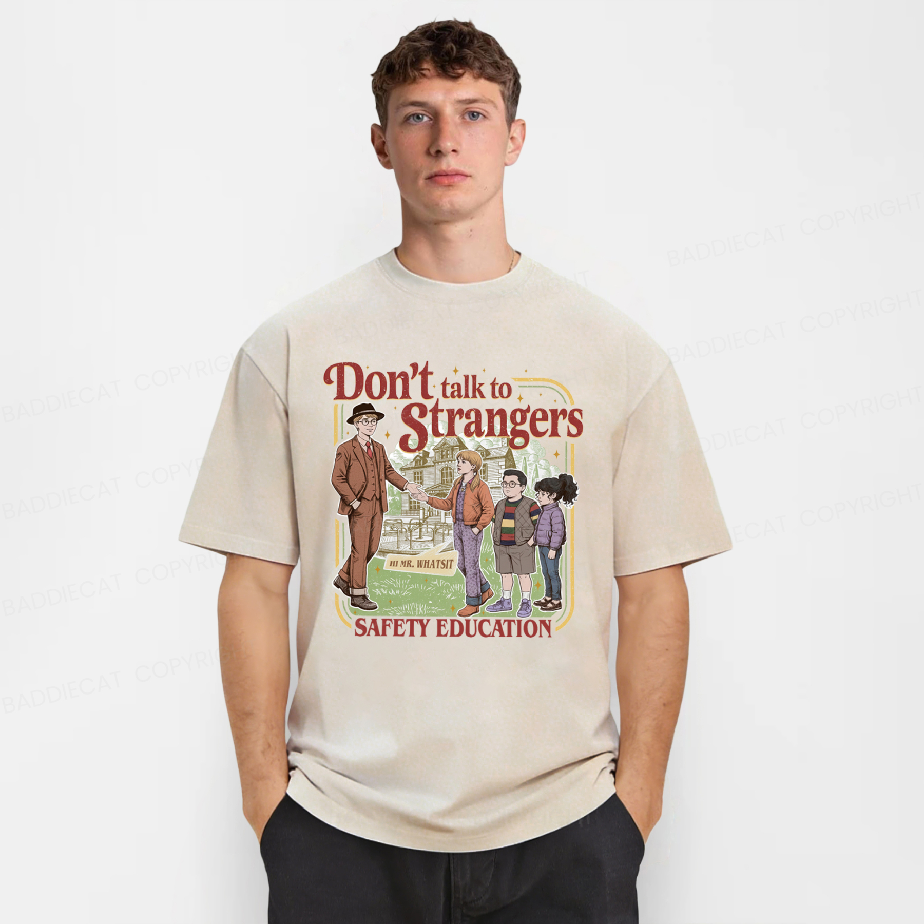 Baddiecat Don't Talk To Strangers Washed T-shirt