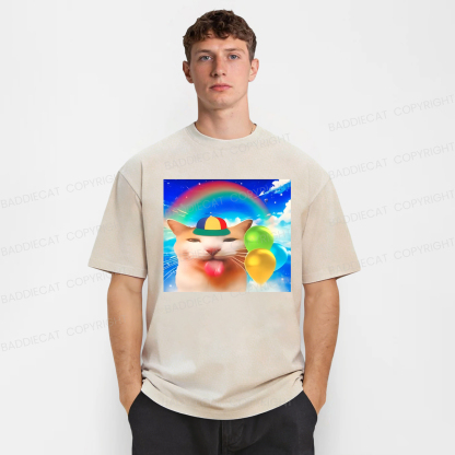 Baddiecat Summer Cat Meme Washed T-shirt