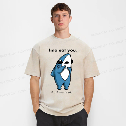 Baddiecat Shark Want To Eat Washed T-shirt