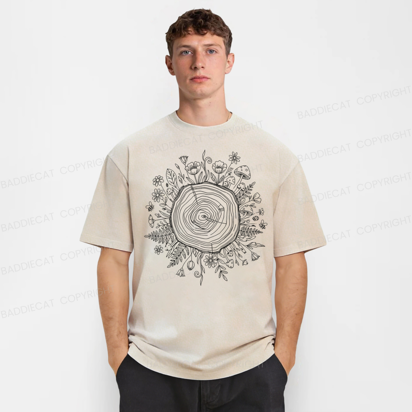 Baddiecat Botanical Tree Washed T-shirt