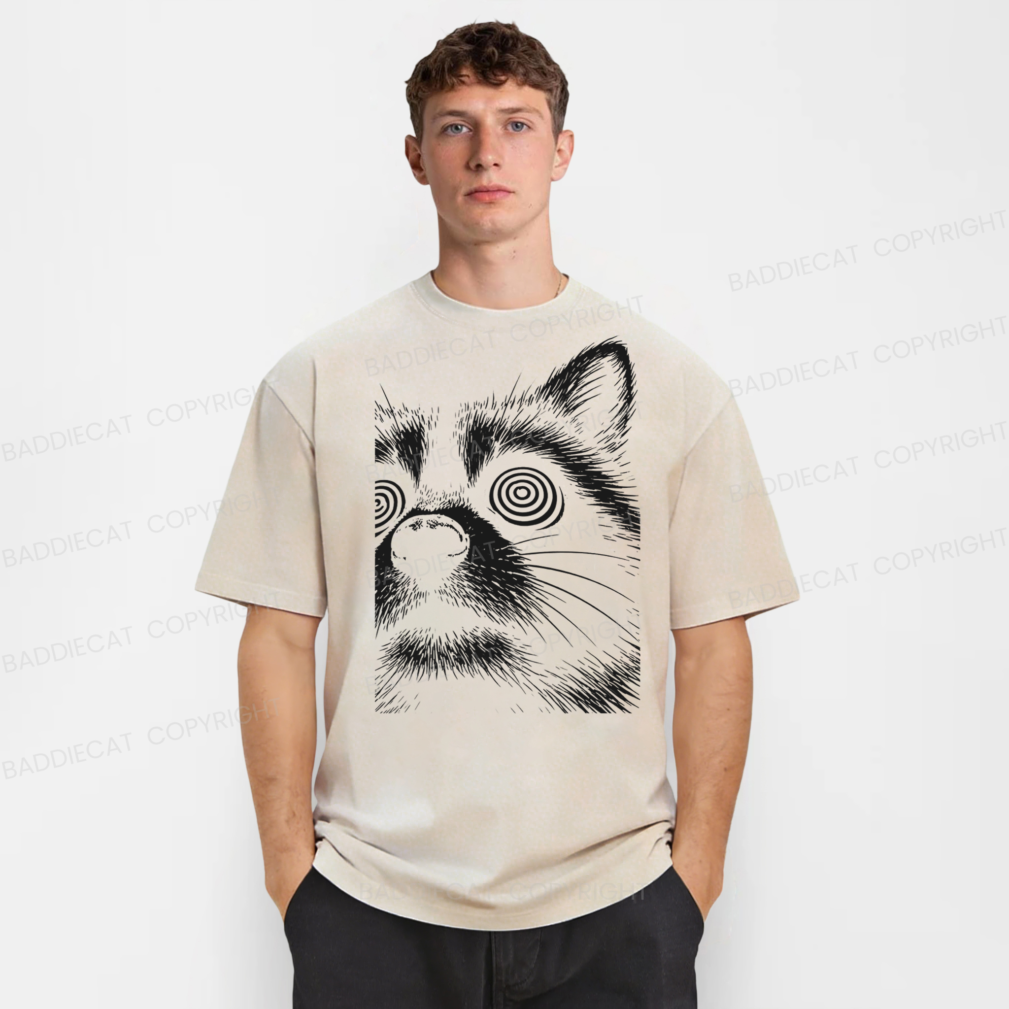 Baddiecat Funny Raccoon Meme Washed T-shirt