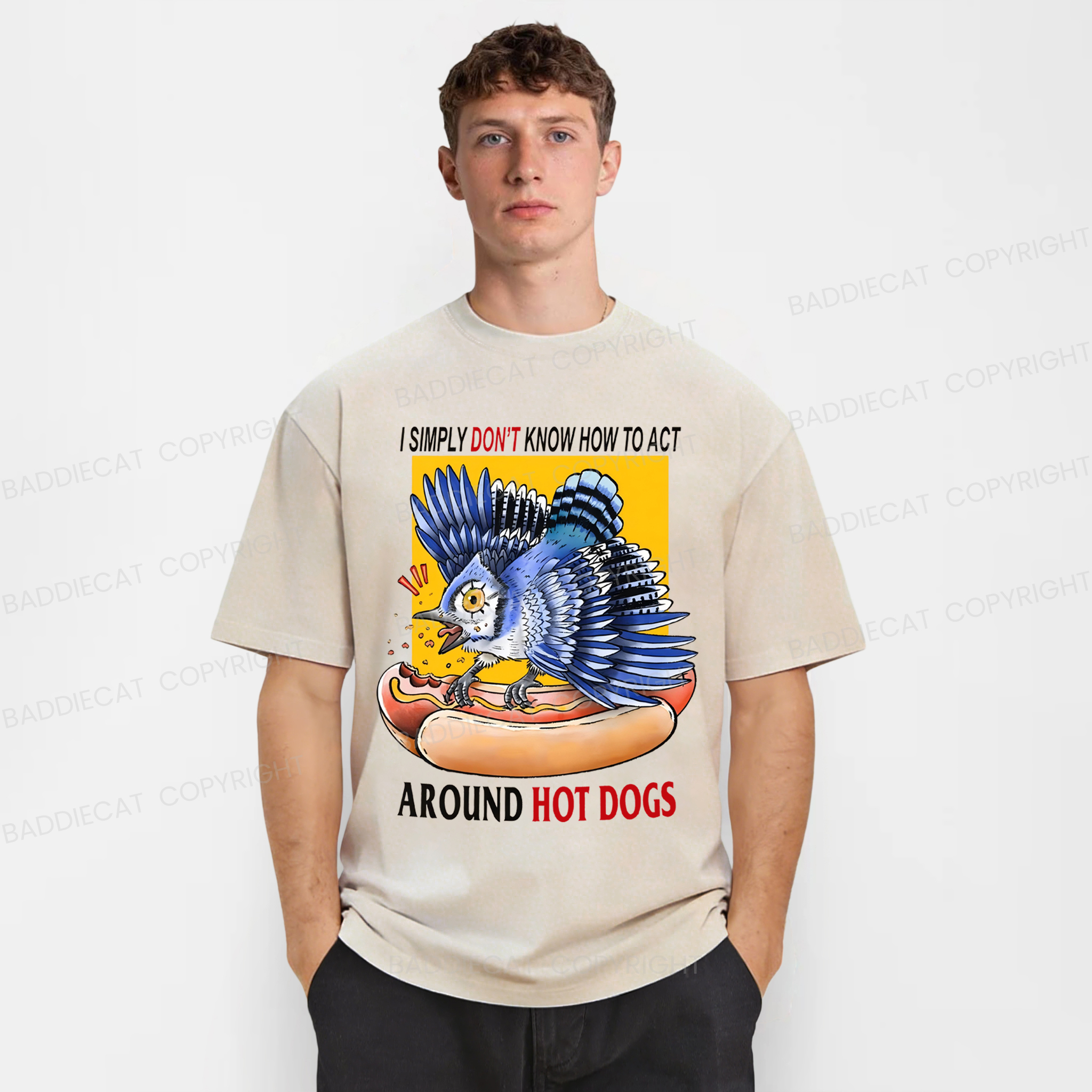 Baddiecat How To Act Around Hot Dogs Washed T-shirt