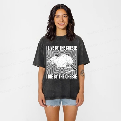 Baddiecat I Live By The Cheese Washed T-shirt