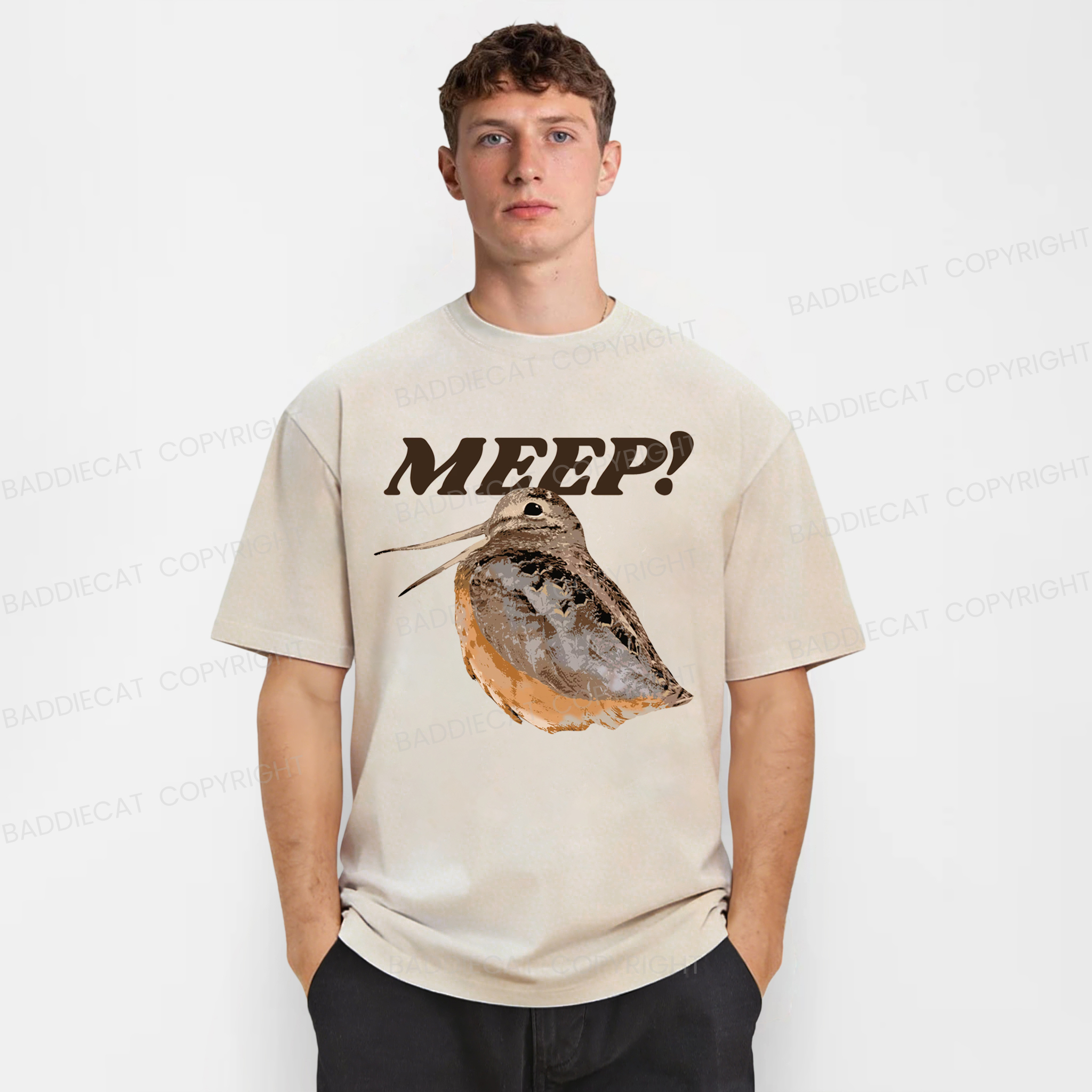 Baddiecat Meep Woodcock Washed T-shirt