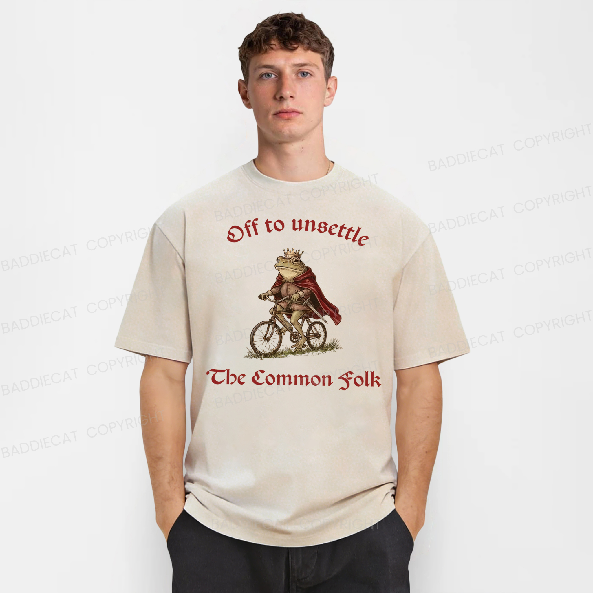 Baddiecat Off To Unsettle The Common Folk Frog Washed T-shirt