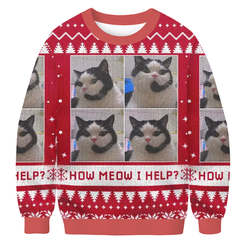 Baddiecat How Meow I Help Christmas Ugly Sweatshirt