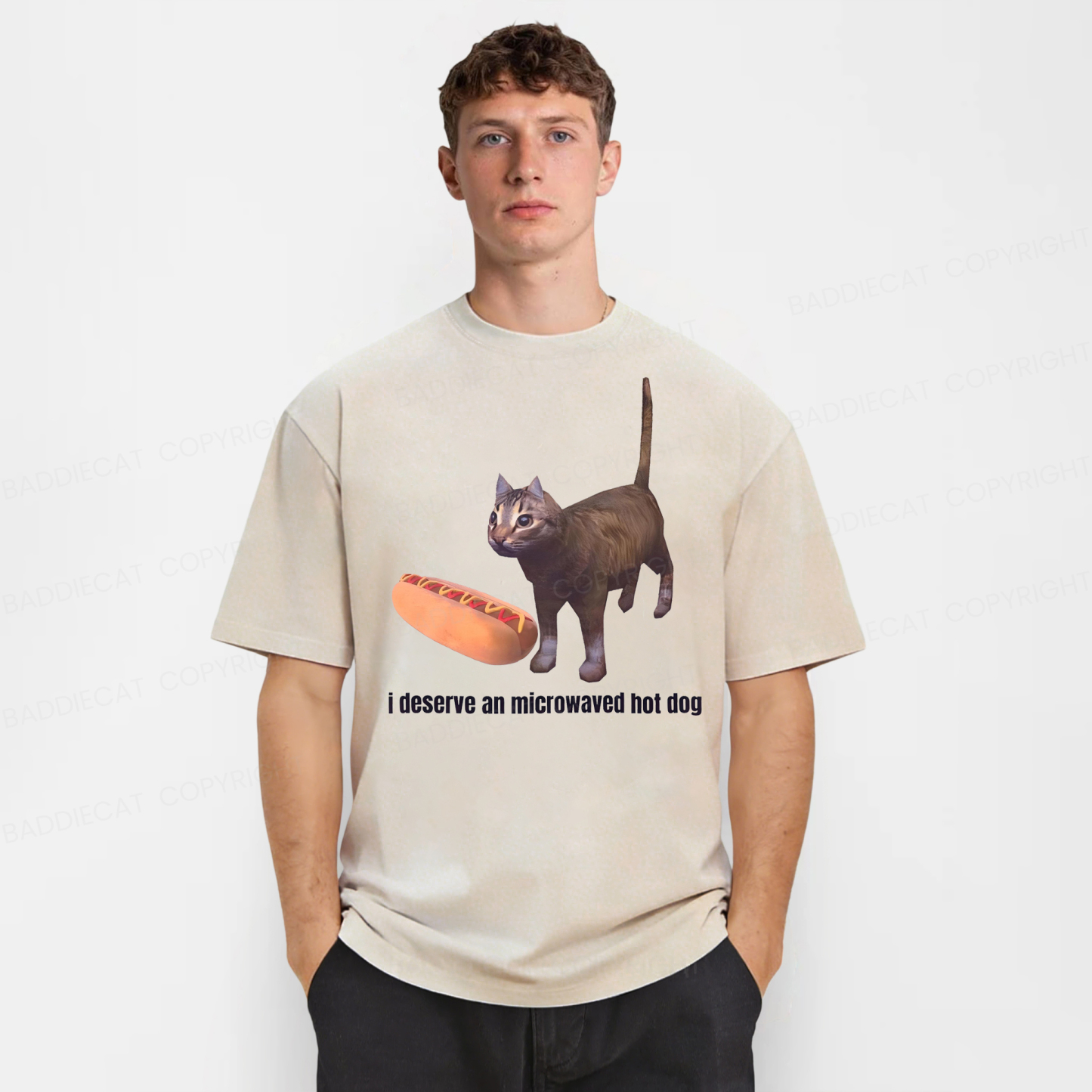 Baddiecat I Deserve An Microwaved Hot Dog Washed T-shirt