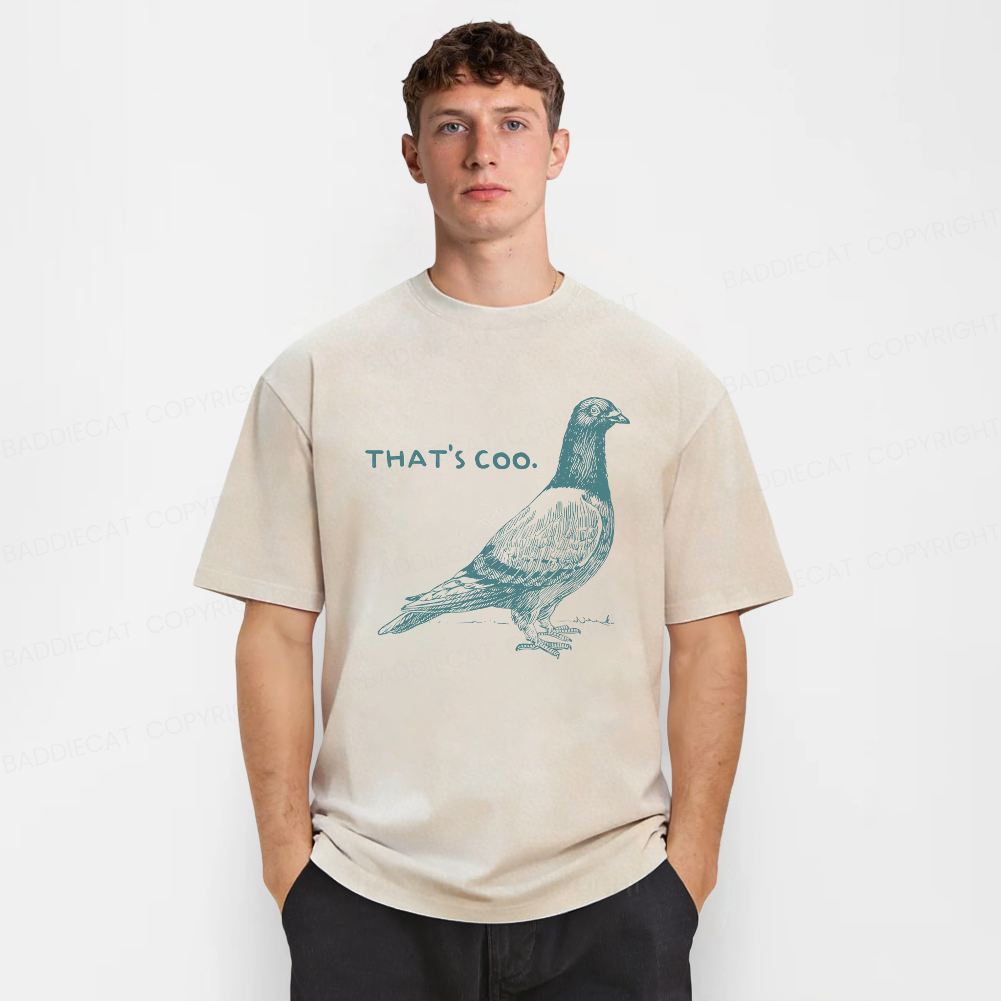 Baddiecat Funny Pigeon That's Coo Washed T-shirt