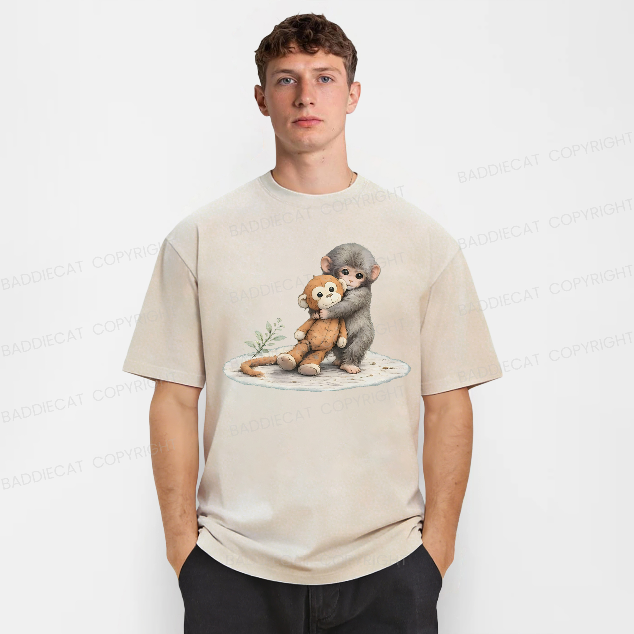 Baddiecat Baby Monkey Punch Washed T-shirt